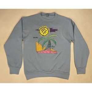 VINTAGE Florida Souvenir Crewneck Sweatshirt Men Small Blue 90s
